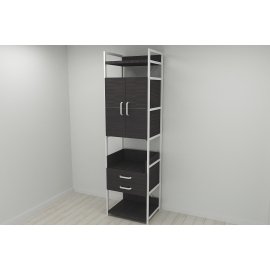 Шкаф Гардероб Уни секция 5 серии Конект Ferrum-decor 220x60x50см Белый металл ДСП Венге Магия 32 мм (SHG038)