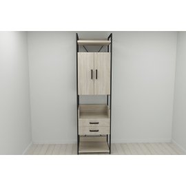 Шкаф Гардероб Уни секция 5 серии Конект Ferrum-decor 220x60x50см Черный металл ДСП Дуб Сонома 32 мм (SHG025)