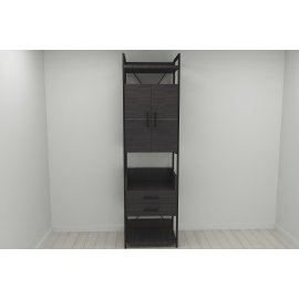 Шкаф Гардероб Уни секция 5 серии Конект Ferrum-decor 220x60x50см Черный металл ДСП Венге Магия 32 мм (SHG024)