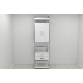 Шкаф Гардероб Уни секция 5 серии Конект Ferrum-decor 220x60x50см Серый металл ДСП Белый 32 мм (SHG029)