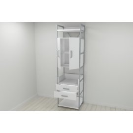 Шкаф Гардероб Уни секция 5 серии Конект Ferrum-decor 220x60x50см Серый металл ДСП Белый 32 мм (SHG029)