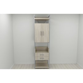 Шкаф Гардероб Уни секция 5 серии Конект Ferrum-decor 220x60x50см Серый металл ДСП Дуб Сонома 32 мм (SHG032)