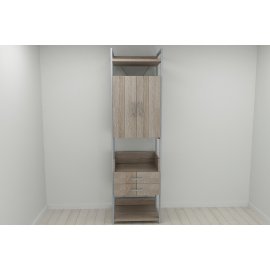 Шкаф Гардероб Уни секция 5 серии Конект Ferrum-decor 220x60x50см Серый металл ДСП Дуб Сонома Трюфель 32 мм (SHG033)