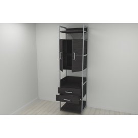 Шкаф Гардероб Уни секция 5 серии Конект Ferrum-decor 220x60x50см Серый металл ДСП Венге Магия 32 мм (SHG031)