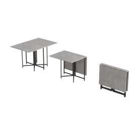 Стіл розкладний трансформер книжка Моріс 3 Ferrum-decor 75x90x50 Чорний метал ДСП Бетон 16 мм (MORI3001)