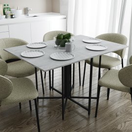 Стіл розкладний трансформер книжка Моріс 3 Ferrum-decor 75x90x50 Чорний метал ДСП Бетон 16 мм (MORI3001)
