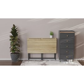Стол раскладной Морис 900 Ferrum-decor 750x900x500 Черный металл ДСП Дуб Сонома 16 мм (MORI904)