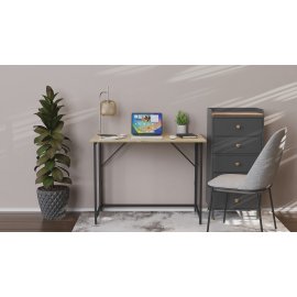 Стол раскладной Морис 900 Ferrum-decor 750x900x500 Черный металл ДСП Дуб Сонома 16 мм (MORI904)