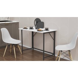 Стол раскладной Морис 900 Ferrum-decor 750x900x500 Черный металл ДСП Белый 16 мм (MORI901)