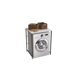 Стелаж полку Бафрум 401 Ferrum-decor для пральної машини 90x70,5x60,5 Чорний метал ДСП Білий 16 мм (BED40106)