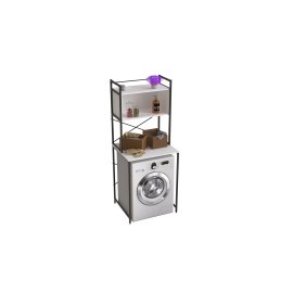 Стеллаж полка Бафрум 403 Ferrum-decor для стиральной машины 178x70,5x60,5 Черный металл ДСП Белый 16 мм (BED40306)
