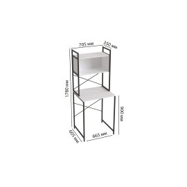 Стеллаж полка Бафрум 403 Ferrum-decor для стиральной машины 178x70,5x60,5 Черный металл ДСП Белый 16 мм (BED40306)