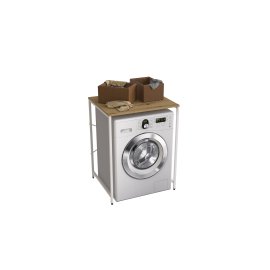 Стелаж полку Бафрум 401 Ferrum-decor для пральної машини 90x70,5x60,5 Білий метал ДСП Дуб Артезіан 16 мм (BED40115)