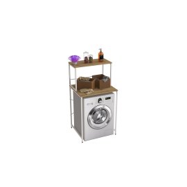 Стеллаж полка Бафрум 402 Ferrum-decor для стиральной машины 133,5x70,5x60,5 Белый металл ДСП Дуб Артизан 16 мм (BED40215)