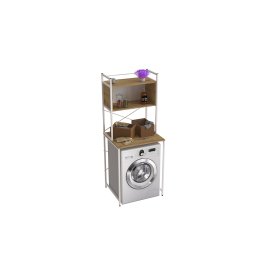 Стеллаж полка Бафрум 403 Ferrum-decor для стиральной машины 178x70,5x60,5 Белый металл ДСП Дуб Артизан 16 мм (BED40315)