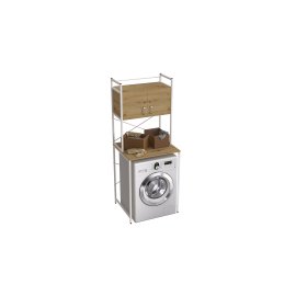 Стеллаж полка Бафрум 404 Ferrum-decor для стиральной машины 178x70,5x60,5 Белый металл ДСП Дуб Артизан 16 мм (BED40415)