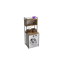 Стеллаж полка Бафрум 403 Ferrum-decor для стиральной машины 178x70,5x60,5 Черный металл ДСП Дуб Артизан 16 мм (BED40307)