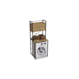 Стеллаж полка Бафрум 404 Ferrum-decor для стиральной машины 178x70,5x60,5 Черный металл ДСП Дуб Артизан 16 мм (BED40407)