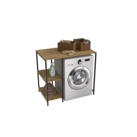 Стеллаж полка Бафрум 405 Ferrum-decor для стиральной машины 90x101x60,5 Черный металл ДСП Дуб Артизан 16 мм (BED40507)