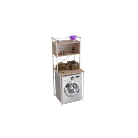 Стеллаж полка Бафрум 403 Ferrum-decor для стиральной машины 178x70,5x60,5 Белый металл ДСП Дуб Сан-Марино 16 мм (BED40313)