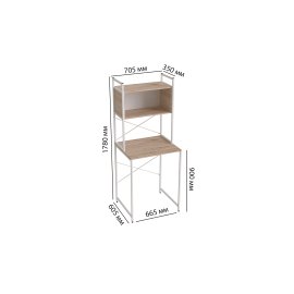 Стеллаж полка Бафрум 403 Ferrum-decor для стиральной машины 178x70,5x60,5 Белый металл ДСП Дуб Сан-Марино 16 мм (BED40313)