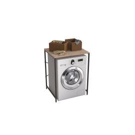 Стелаж полку Бафрум 401 Ferrum-decor для пральної машини 90x70,5x60,5 Чорний метал ДСП Дуб Сан-Марино 16 мм (BED40105)