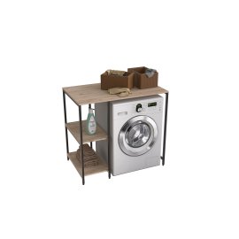 Стеллаж полка Бафрум 405 Ferrum-decor для стиральной машины 90x101x60,5 Черный металл ДСП Дуб Сан-Марино 16 мм (BED40505)