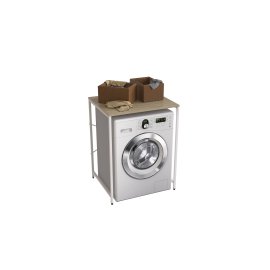 Стелаж полку Бафрум 401 Ferrum-decor для пральної машини 90x70,5x60,5 Білий метал ДСП Дуб Сонома 16 мм (BED40111)
