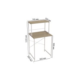 Стеллаж полка Бафрум 402 Ferrum-decor для стиральной машины 133,5x70,5x60,5 Белый металл ДСП Дуб Сонома 16 мм (BED40211)