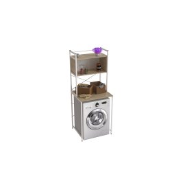 Стеллаж полка Бафрум 403 Ferrum-decor для стиральной машины 178x70,5x60,5 Белый металл ДСП Дуб Сонома 16 мм (BED40311)