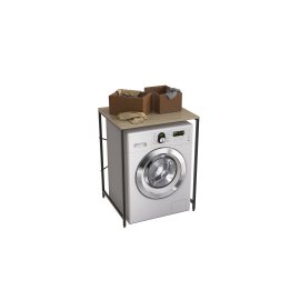 Стелаж полку Бафрум 401 Ferrum-decor для пральної машини 90x70,5x60,5 Чорний метал ДСП Дуб Сонома 16 мм (BED40103)