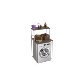 Стеллаж полка Бафрум 402 Ferrum-decor для стиральной машины 133,5x70,5x60,5 Белый металл ДСП Дуб Сонома Трюфель 16 мм (BED40212)