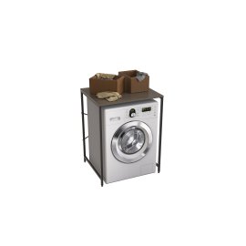 Стелаж полку Бафрум 401 Ferrum-decor для пральної машини 90x70,5x60,5 Чорний метал ДСП Дуб Сонома Трюфель 16 мм (BED40104)