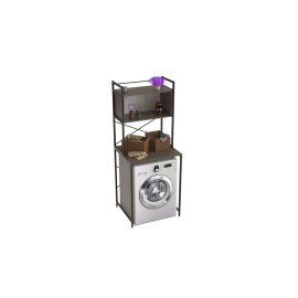 Стеллаж полка Бафрум 403 Ferrum-decor для стиральной машины 178x70,5x60,5 Черный металл ДСП Дуб Сонома Трюфель 16 мм (BED40304)