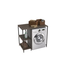 Стеллаж полка Бафрум 405 Ferrum-decor для стиральной машины 90x101x60,5 Черный металл ДСП Дуб Сонома Трюфель 16 мм (BED40504)