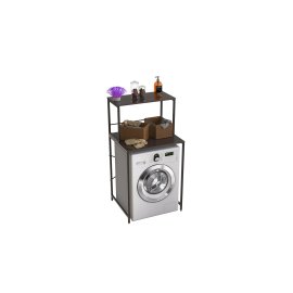 Стелаж полку Бафрум 402 Ferrum-decor для пральної машини 133,5x70,5x60,5 Чорний метал ДСП Венге Магія 16 мм (BED40202)