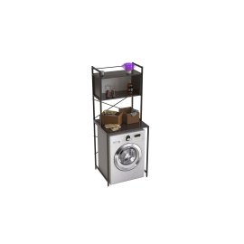 Стеллаж полка Бафрум 403 Ferrum-decor для стиральной машины 178x70,5x60,5 Черный металл ДСП Венге Магия 16 мм (BED40302)