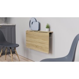 Обеденный стол-трансформер Ника настенный Ferrum-decor 420x900x500 Черный металл ДСП Дуб Сонома 16 мм (NIKA004)