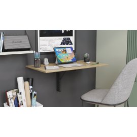 Обеденный стол-трансформер Ника настенный Ferrum-decor 420x900x500 Черный металл ДСП Дуб Сонома 16 мм (NIKA004)
