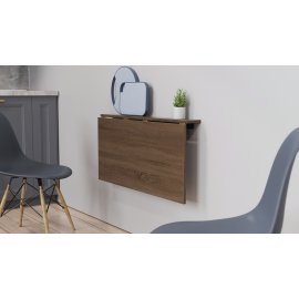 Обеденный стол-трансформер Ника настенный Ferrum-decor 420x900x500 Черный металл ДСП Дуб Сонома Трюфель 16 мм (NIKA005)