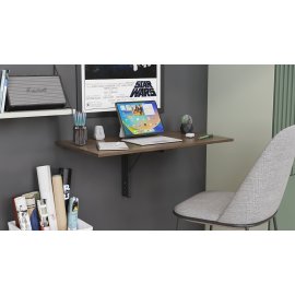 Обеденный стол-трансформер Ника настенный Ferrum-decor 420x900x500 Черный металл ДСП Дуб Сонома Трюфель 16 мм (NIKA005)