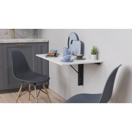 Обеденный стол-трансформер Ника настенный Ferrum-decor 420x900x500 Черный металл ДСП Белый 16 мм (NIKA001)