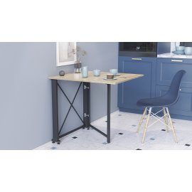 Стол-книжка трансформер Орион 1 Ferrum-decor 750x810x730 Черный металл ДСП Дуб Сонома 16 мм (ORI104)
