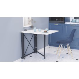 Стол-книжка трансформер Орион 1 Ferrum-decor 750x810x730 Черный металл ДСП Белый 16 мм (ORI101)