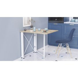 Стол-книжка трансформер Орион 1 Ferrum-decor 750x810x730 Белый металл ДСП Дуб Сонома 16 мм (ORI111)
