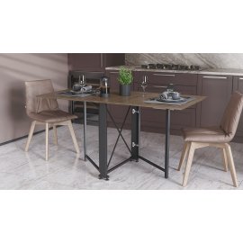 Стол-книга трансформер Орион 2 Ferrum-decor 750x1520x730 Черный металл ДСП Дуб Сонома Трюфель 16 мм (ORI205)