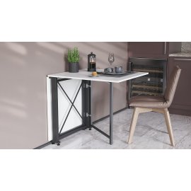 Стол-книга трансформер Орион 2 Ferrum-decor 750x1520x730 Черный металл ДСП Белый 16 мм (ORI201)
