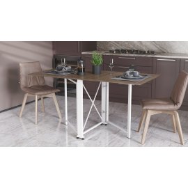 Стол-книга трансформер Орион 2 Ferrum-decor 750x1520x730 Белый металл ДСП Дуб Сонома Трюфель 16 мм (ORI212)