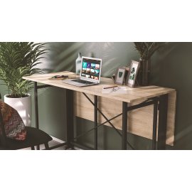 Стол-книжка трансформер Орион 3 Ferrum-decor 750x1150x880 Черный металл ДСП Дуб Сонома 16 мм (ORI304)