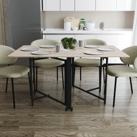 Стіл обідній трансформер книжка Оріон Pro Ferrum-decor 75x152x90 Чорний метал ДСП Дуб Сонома 16 мм (ORIP1004)